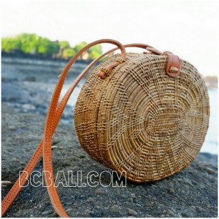 rattan ata handbags motif star oval design leather handle handmade